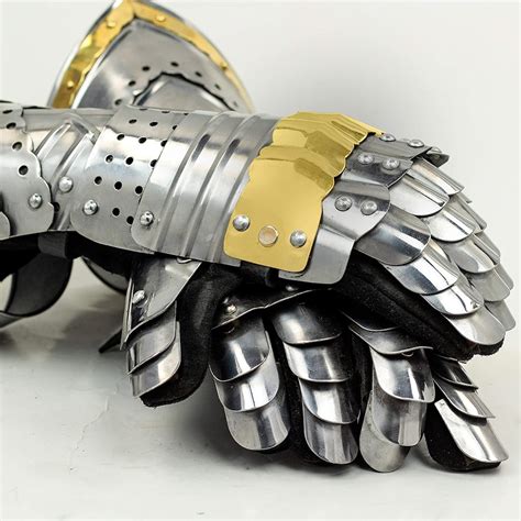 Medieval Articulated Gauntlets With Brass Accents Etsy