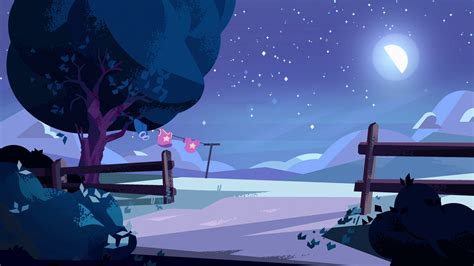 Steven Universe Purple Landscape With Wooden Barricade On Sides And