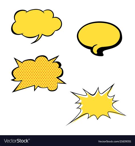 Set Of Bright Yellow Blank Speech Bubbles Vector Image