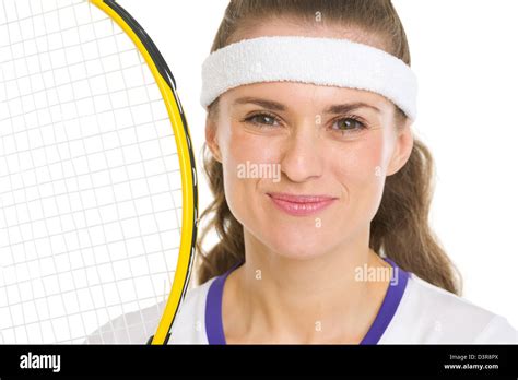 Portrait Of Happy Female Tennis Player Stock Photo Alamy