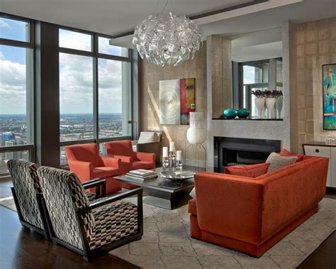 Contemporary Living Room With Orange Sofa Hgtv