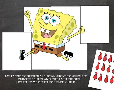 Spongebob Birthday Party Pin Tie On Spongebob Poster Game Pdf Printable