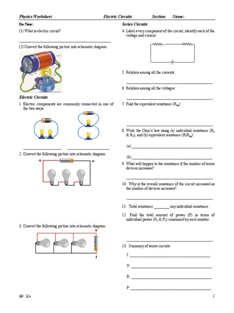 physics worksheet lesson 19 electric circuitspdf series and parallel