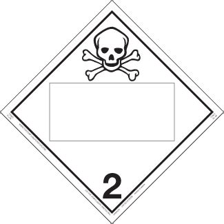 Hazard Class 2 3 Toxic Gas Placard Removable Self Stick Vinyl Blank