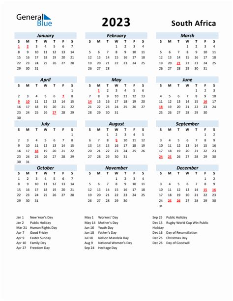 2023 Calendar With Holidays South Africa – Get Calendar 2023 Update