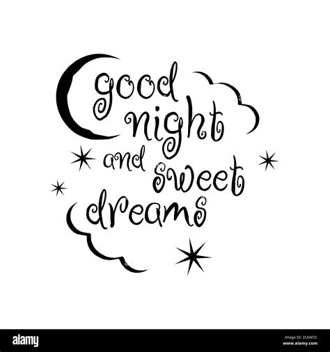 Calligraphy Good Night And Sweet Dreams Lettering Vector Isolated On