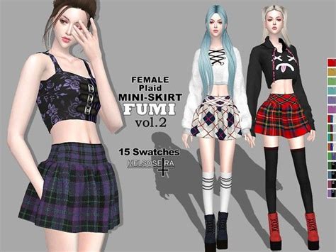 Fumi Vol2 Plaid Mini Skirt By Helsoseira For The Sims 4 Spring4sims