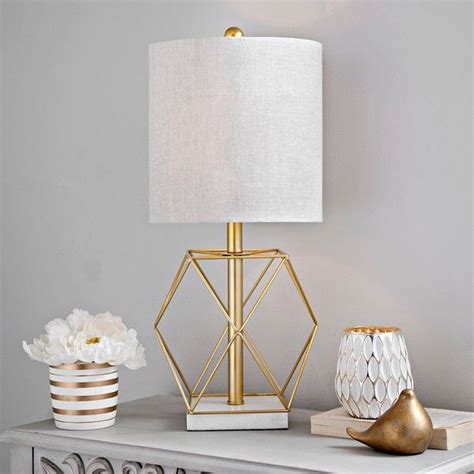 Geometric Gold Stone Base Table Lamp 48 Liked On Polyvore Featuring