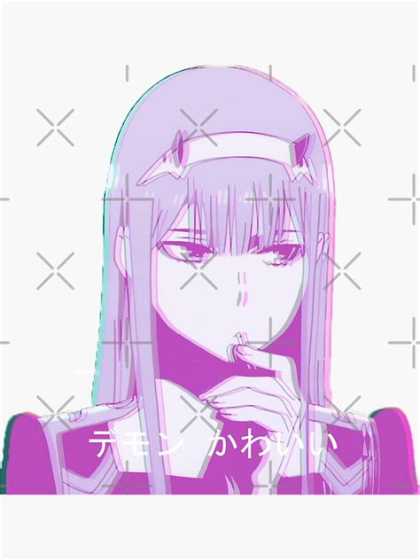 Zero Two Anime Glitch Aesthetic Vaporwave Sticker For Sale By