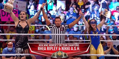Rhea Ripley Nikki ASH Win WWE Womens Tag Team Championship On Raw