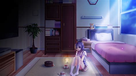 Perfect screen background display for desktop, iphone, pc, laptop, computer, android phone, smartphone, imac, macbook, tablet, mobile device. 3840x2160 Anime Girl Alone In Room On Her Birthday 4k HD ...
