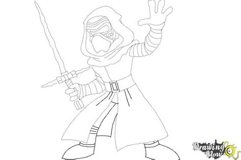 How to Draw Kylo Ren from Star Wars Vii DrawingNow
