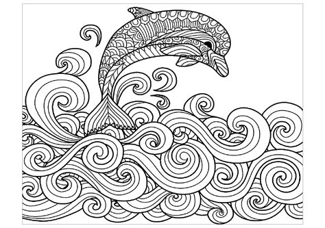 Dolphin Coloring Pages For Adults Printable Thekidsworksheet
