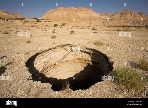 Israel Dead Sea A Sinkhole Caused By The Receding Water Level Of The