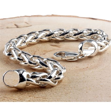 Silver is affordable, beautiful, a precious metal and can be moulded into. Heavy Chunky Mens Silver Braided Curb Bracelet, Solid Sterling Silver