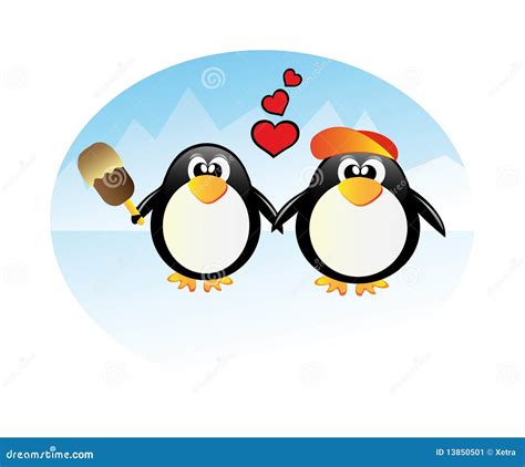 Vector Penguins In Love Stock Vector Illustration Of Card 13850501