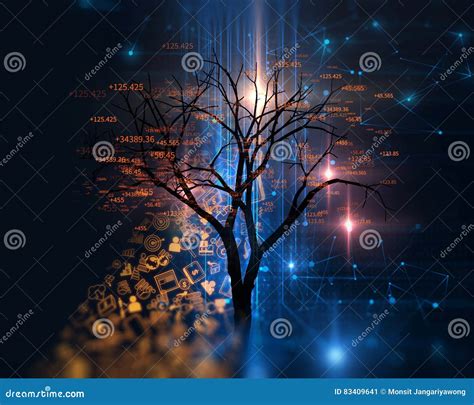 Digital Baum Auf Technologiehintergrundillustration Stock Abbildung