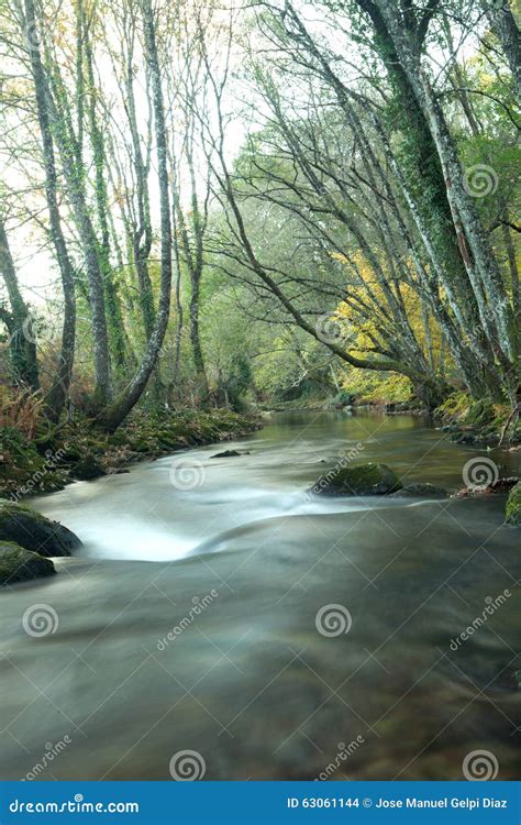 Autumn Landscape With A River Surrounded By Trees Stock Photo Image