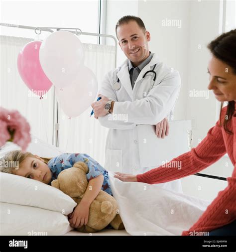 Young Girl In Hospital Bed Stock Photo Alamy