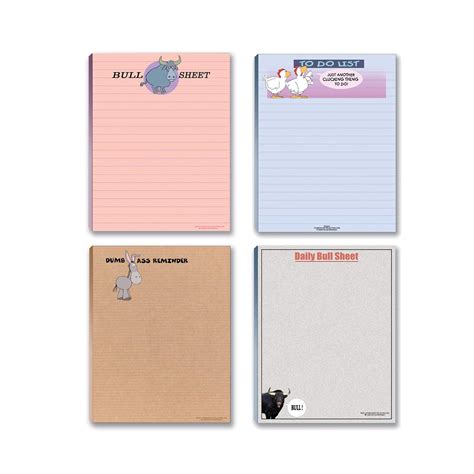 Funny Office Notepads Funny Notepad Assorted Pack 4 Novelty