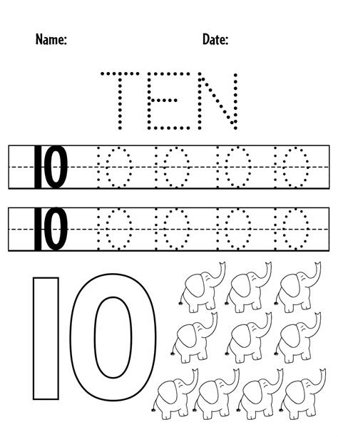 Free Number 10 Worksheets For Preschool ⋆ The Hollydog Blog