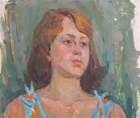 Woman Female Portrait Oil Painting Original Vintage Antique Soviet