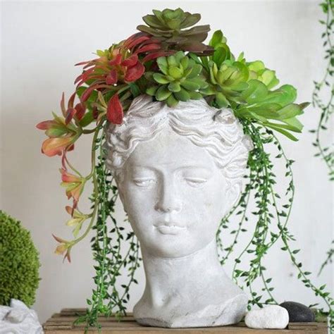 Large Grecian Bust Face Planter Pot For Succulents Flowers Or Etsy