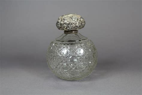 Sold Price Antique Hobnail Cut Crystal Perfume Bottle With Hallmarked