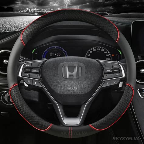 Microfiber Leather Car Steering Wheel Cover Customized Size For Honda