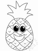 Pineapple Fruit Face Coloring Apple Smiling Cartoon sketch template