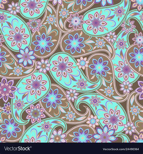 Paisley Turquoise Seamless Pattern Royalty Free Vector Image