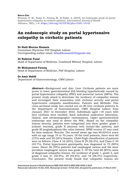 Pdf Endoscopic Study On Portal Hypertensive Colopathy In Cirrhotic