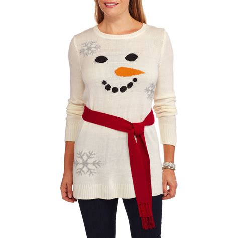 Womens Ugly Christmas Tunic Sweater Online Exclusive Snowman