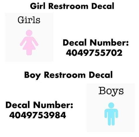 ~girls And Boys Restroom Sign~ Decal4049755702 In 2021 Bloxburg