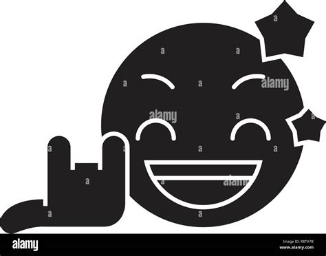 Rock Star Emoji Black Vector Concept Icon Rock Star Emoji Flat