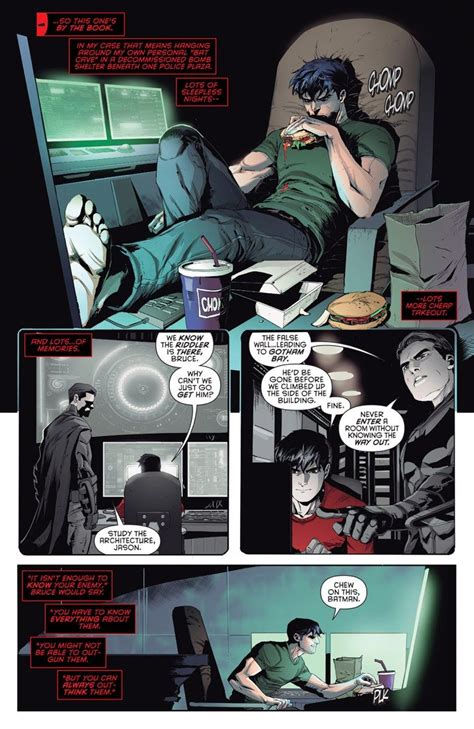 101317 1238a Dc Bruce Wayne As Batman Training Past Jason Todd As Red Hood Batman Comics