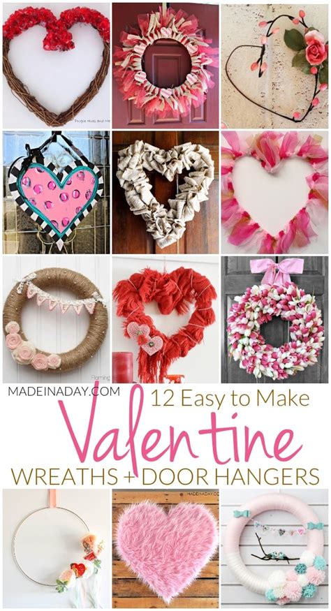 12 Easy To Make Valentine Wreaths Door Hangers • Made In A Day