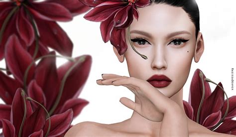 Beauty Red Magnolia Frumusete Luminos Sharah Fantasy Girl