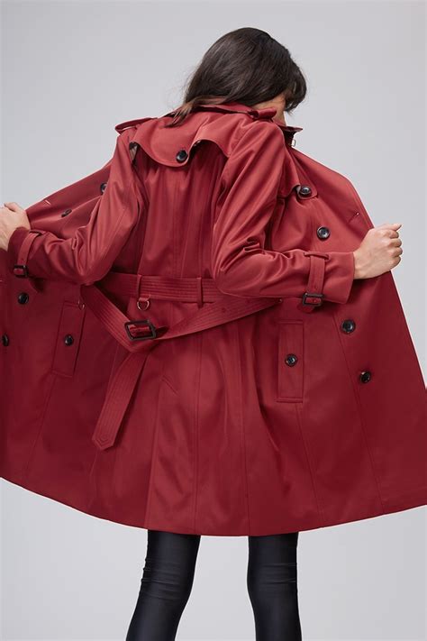 New Red Double Breasted Classy Women Trench Coat Spring Autumn Fall