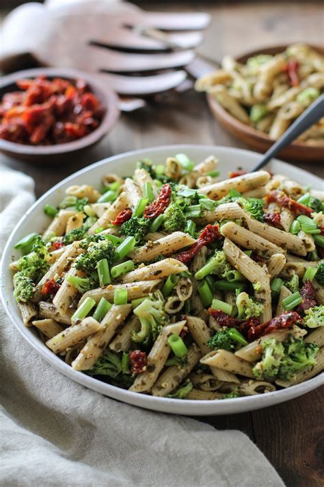 The broccoli should be firm and a bright green when cooked (al dente). Kale Pesto Pasta Salad with Sun-Dried Tomatoes and ...