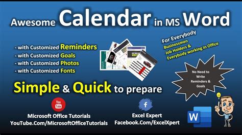Ms Word Monthly Customized Calendar With Reminders For Office Use