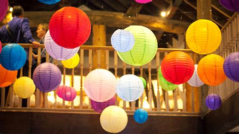 Brightly Coloured Chinese Paper Lanterns For A Party Atmosphere