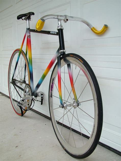 Rainbow Gradient Rainbow Bike Bicycle Paint Job Road Bike Vintage