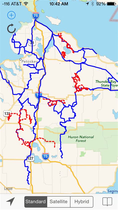 Free truck gps app with turn by turn navigation, maps and directions. Michigan Offroad Trail Map (ios)