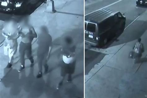 chilling cctv footage shows gang of four men following churchgoer mum 50 before they forced