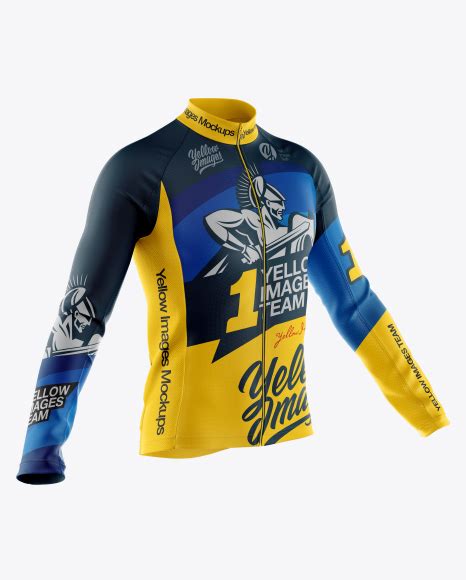mens full zip cycling jersey  long sleeve mockup  side view  apparel mockups