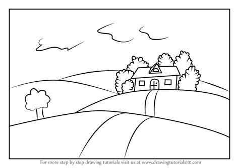 Learn how to draw cartoons and comics. Learn How to Draw a House on Fields of Grass (Scenes) Step ...