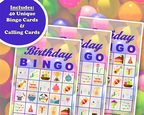 40 Happy Birthday Bingo Game Prefilled Cards Pdf Printable Etsy Canada
