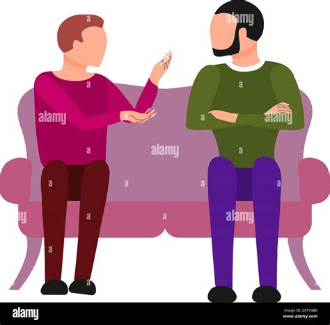Pareja Caucásica De Dos Hombres Están Hablando Sentados En El Sofá Argumentan Lucha Enojado