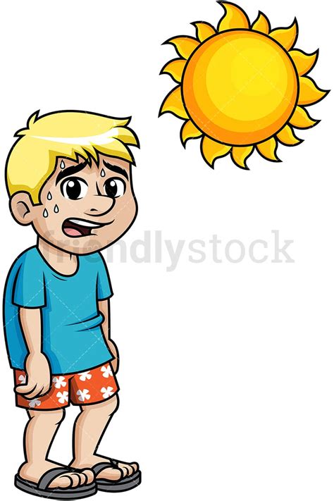 Sweating Man Under Summer Sun Cartoon Vector Clipart Friendlystock